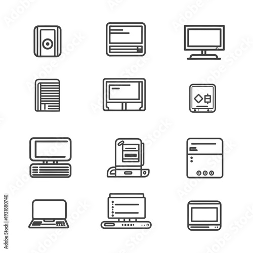 A set of retro computer hardware icons