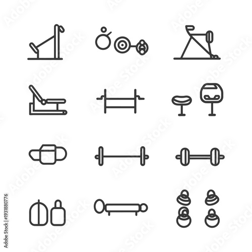 A Set of Simple Line Drawings of Fitness Equipment