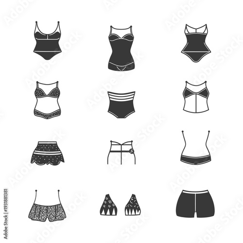 A Set of Swimsuit Silhouettes