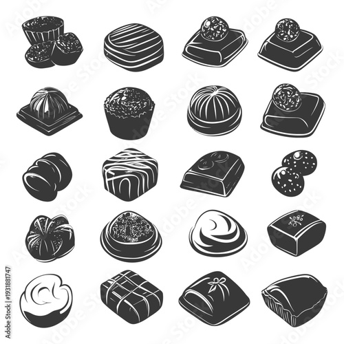 Assortment of Black and White Chocolate Candies