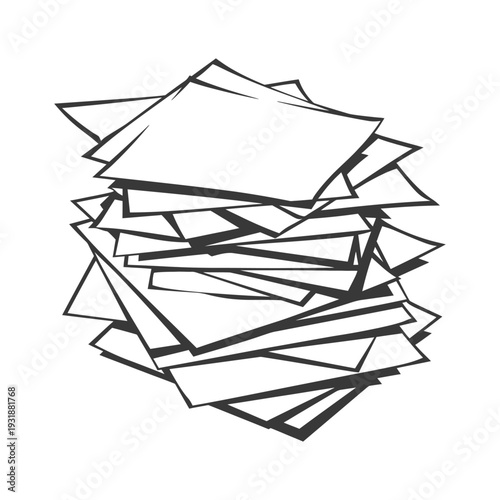 A Stack of Papers Depicted in a Simple Line Art Style