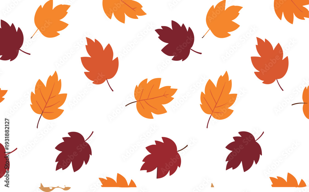 Obraz premium Autumn Maple Leaves Seamless Pattern Orange and Red Fall Foliage Background Vector Illustration