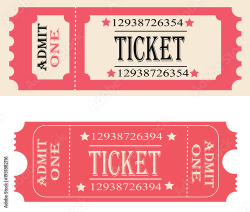 Retro Vintage Movie Tickets Vector Set