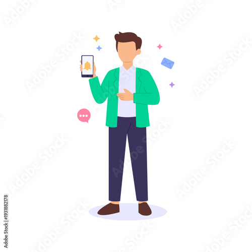 Checking Course Notifications, Reviewing alerts and platform updates regularly, Flat vector character illustration