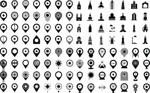 Set of 96 location icons vector