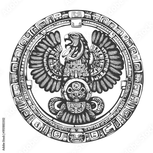 Aztec Eagle with Circular Ornamentation