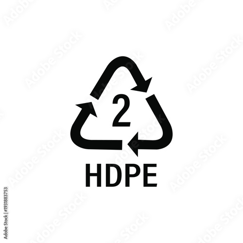 Recycling symbol for HDPE plastic with number 2