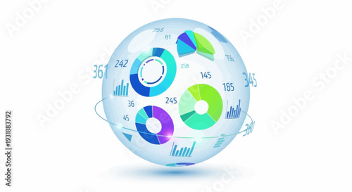 Abstract Sphere of Data Visualization, Analytics, and Business Intelligence Insights