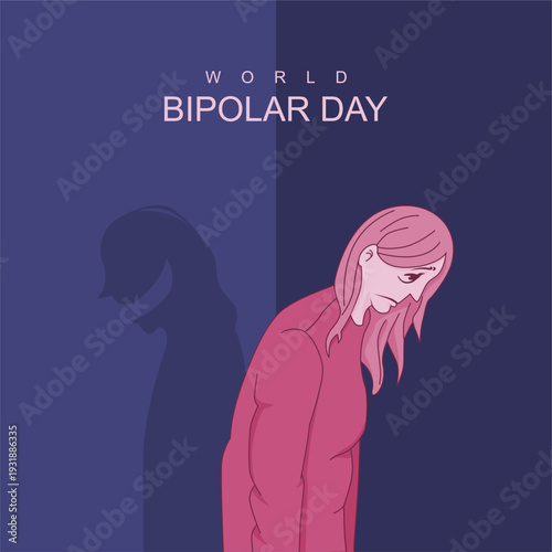 world bipolar day the dual faces of mental health vector
