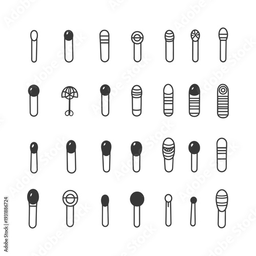 Collection of 28 Unique Matchstick Illustrations