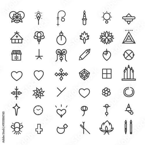 Collection of 48 Line Art Tattoo Designs