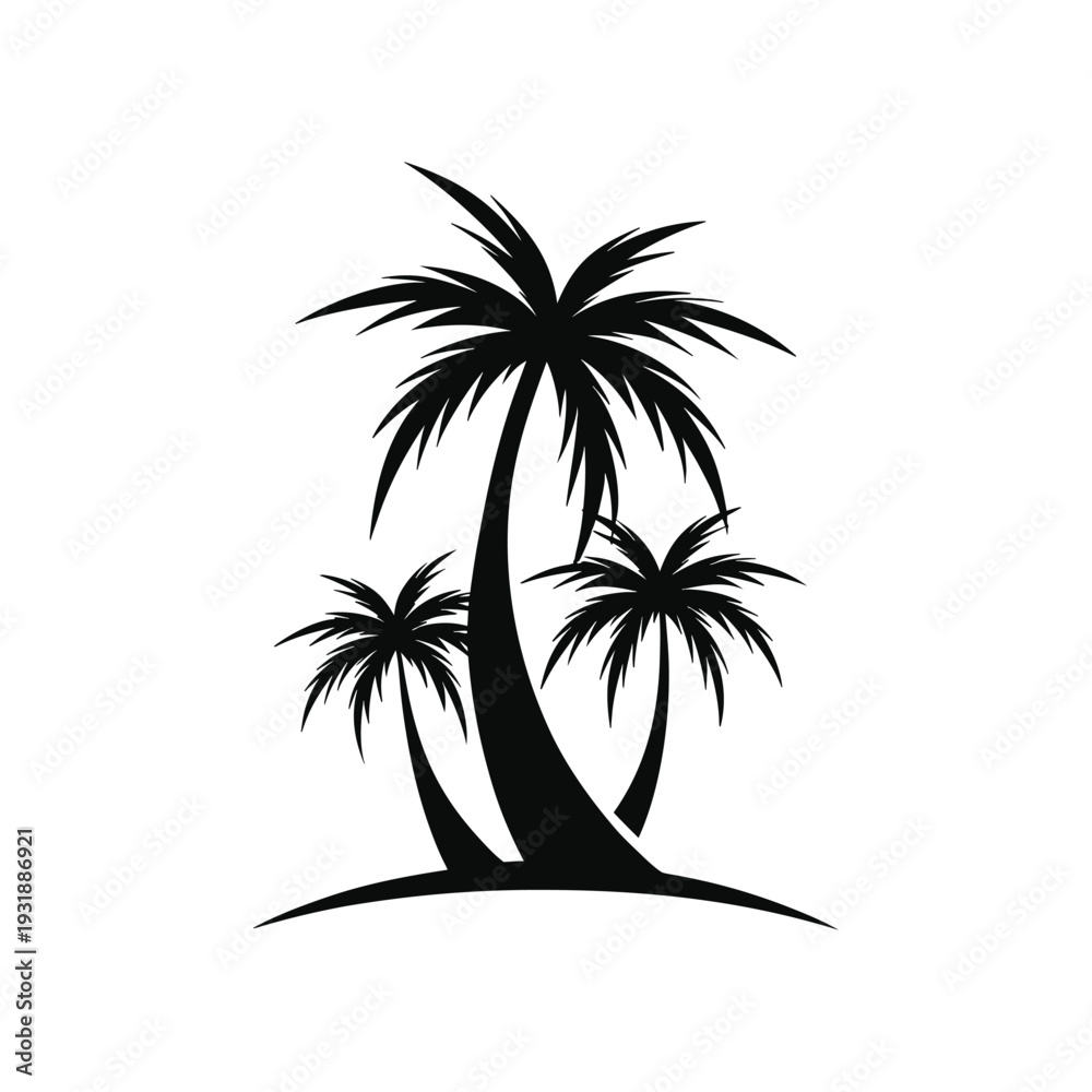Fototapeta premium palm trees, silhouette, minimalist, black and white, simple, tropical, landscape 