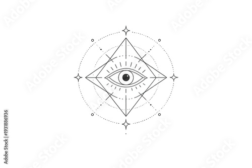 All-Seeing Eye of Providence Vector Art - Esoteric Geometric Spiritual Symbol with Mystic Design for Enlightenment, Vision, and Protection - Minimalist Line Art Illustration