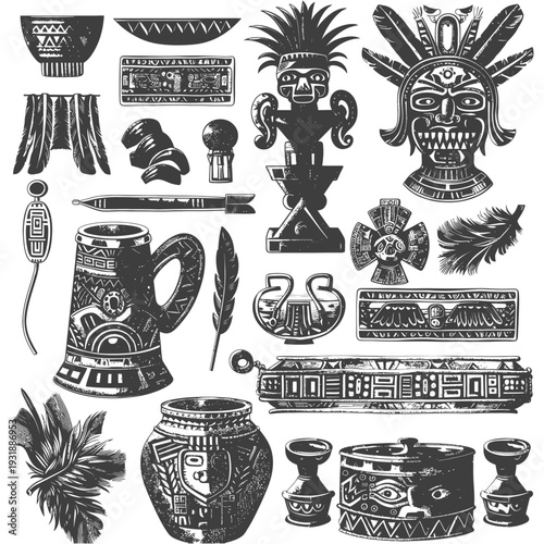 Collection of Ancient Aztec and Mayan Culture Artifacts