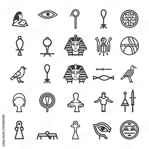 Collection of Ancient Egyptian Hieroglyph Symbols