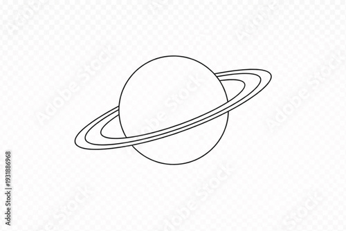 Minimalist Saturn Planet Icon Vector - Simple Outline Art for Space & Astronomy Designs. Perfect for Educational, Science, UI/UX, and Cosmic Themed Projects.