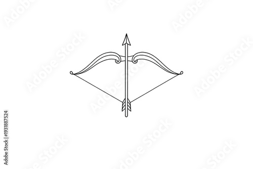 Elegant Line Art Bow and Arrow Vector Illustration - Minimalist Archery Icon for Sports, Hunting, and Zodiac Designs. Perfect for Logos, Graphics, and Digital Projects.