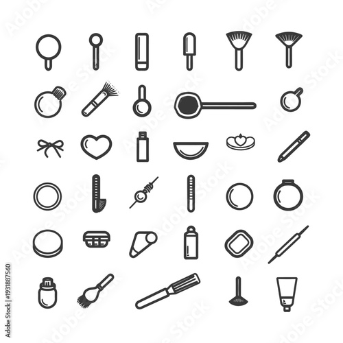 Collection of Black and White Makeup and Beauty Icons