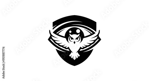 Owl Guardian Emblem: Vigilant Eye and Shield Icon