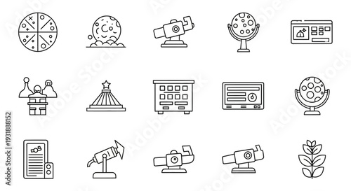 Set of Icons for Space Exploration, Astronomy, and Science