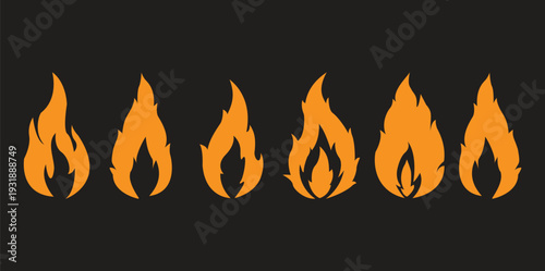 Minimalist Flame Silhouettes and Doodle Fire Elements Collection