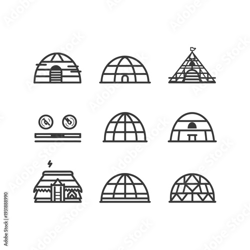 Collection of Dome-Shaped Structures and Buildings
