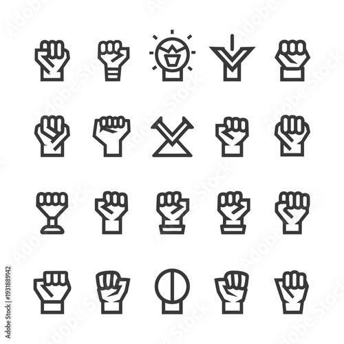 Collection of Fist Icons in Various Poses and Styles