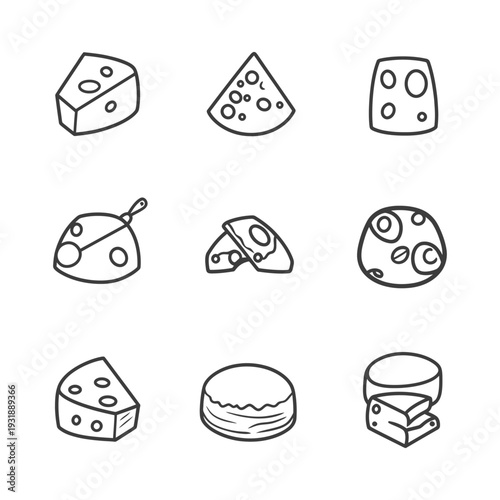 Collection of Hand-Drawn Cheese Icons
