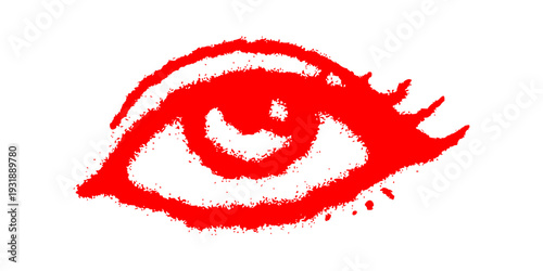 Red Spray Paint Eyes Illustration in Bold Urban Graffiti Style.