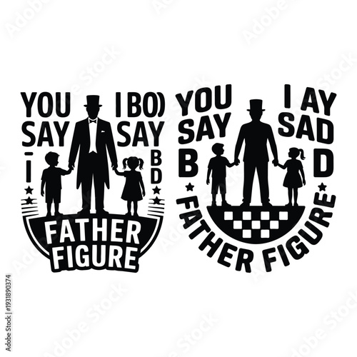 Father Figure silhouette with children and text variations