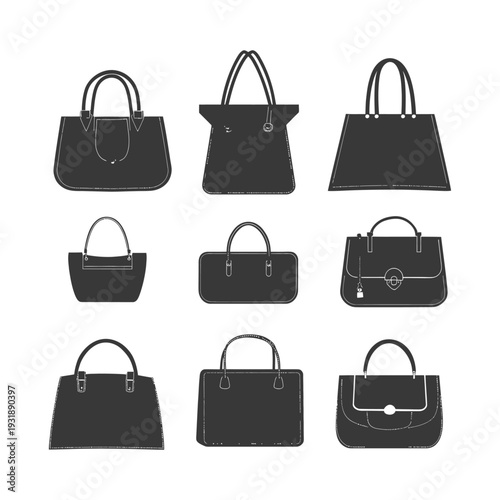 Collection of Nine Stylish Handbag Silhouettes