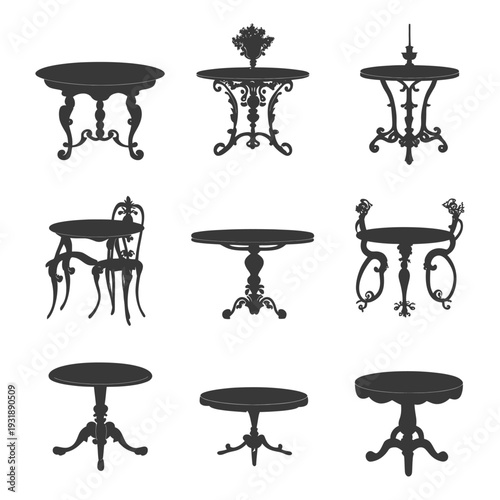 Collection of Ornate Silhouette Round Tables