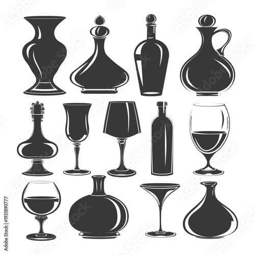 Collection of Silhouette Images of Glassware