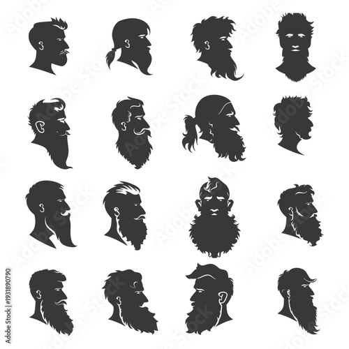 Collection of Silhouette Portraits of Bearded Men