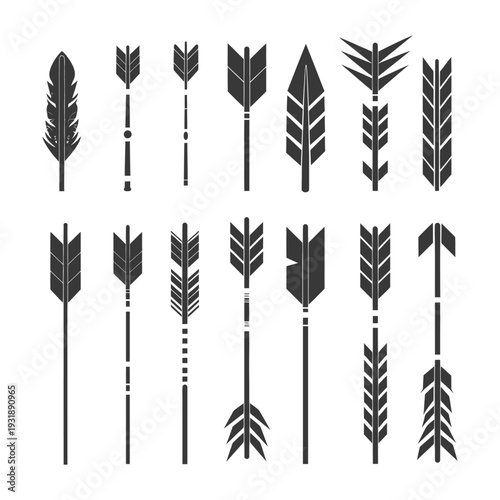 Collection of Simple Black Arrow Silhouettes