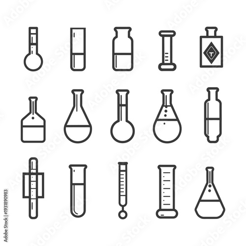 Collection of Simple Line Drawings of Laboratory Glassware