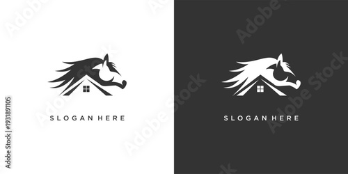 Creative logo design featuring a boar head and a house silhouette.