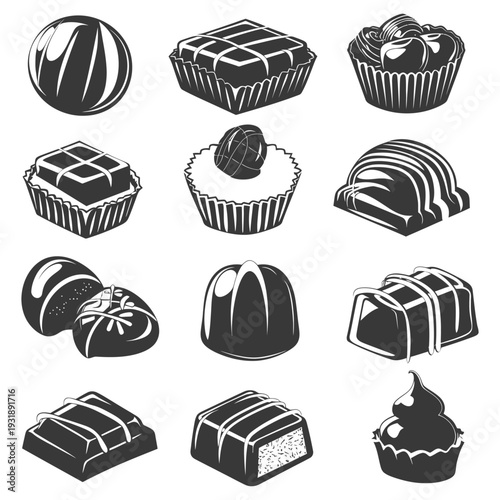 Collection of Various Shapes of Chocolate Candies