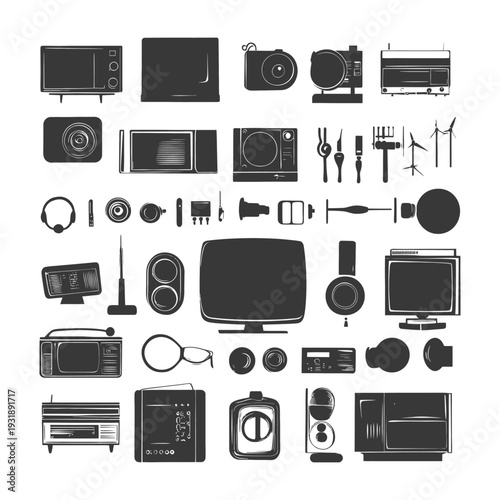 Collection of Vintage and Modern Electronic Devices