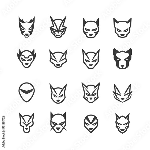 Collection of Wolf Head Logos in Black and White