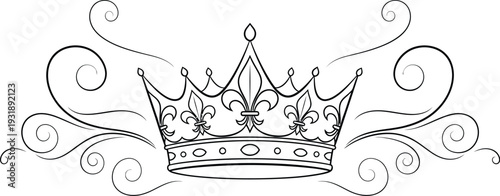 Elegant crown illustration with ornate flourishes