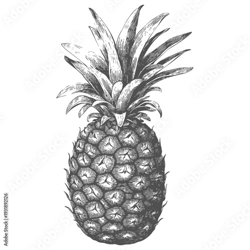 Hand-Drawn Illustration of a Whole Pineapple