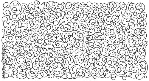 Intricate black and white swirling pattern design element.