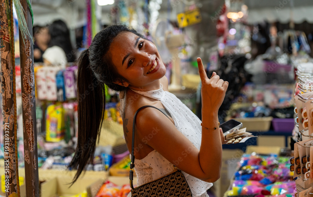 Fototapeta premium Thai Girl Lifestyle at Beach and Shopping