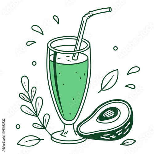 Green Smoothie Flat Vector Icon – Healthy Drink Symbol