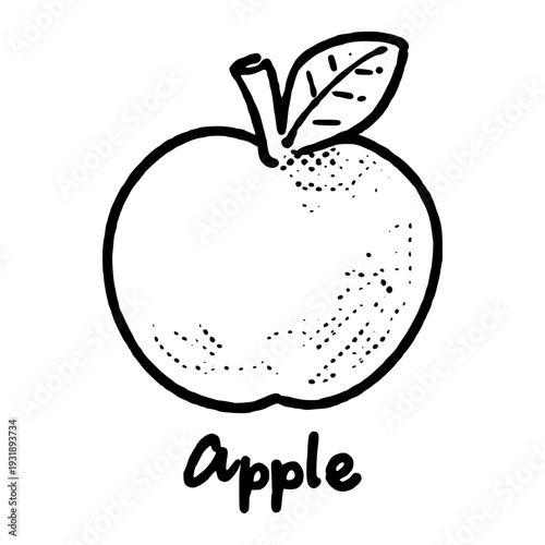 Fresh Apple Fruit Line Art Design in Minimalist Urban Style.