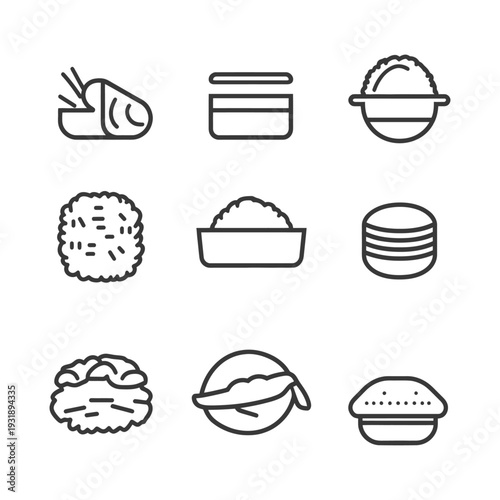 Line Drawings of Different Types of Food