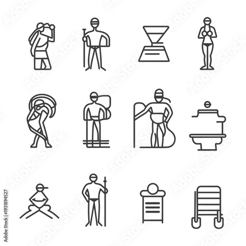 Line Drawings of Summer Activities and Equipment