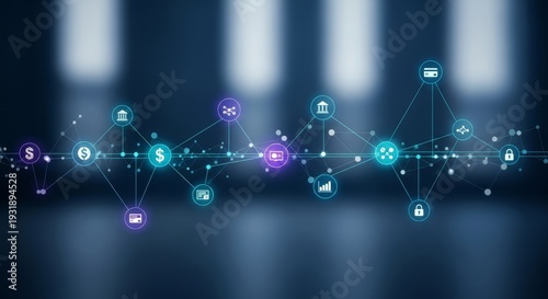 Abstract visualization of a decentralized digital network, illustrating interconnected data streams, secure transactions, and global communication in a modern technological landscape