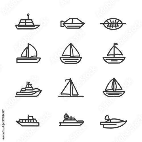 Line Drawings of Various Watercraft